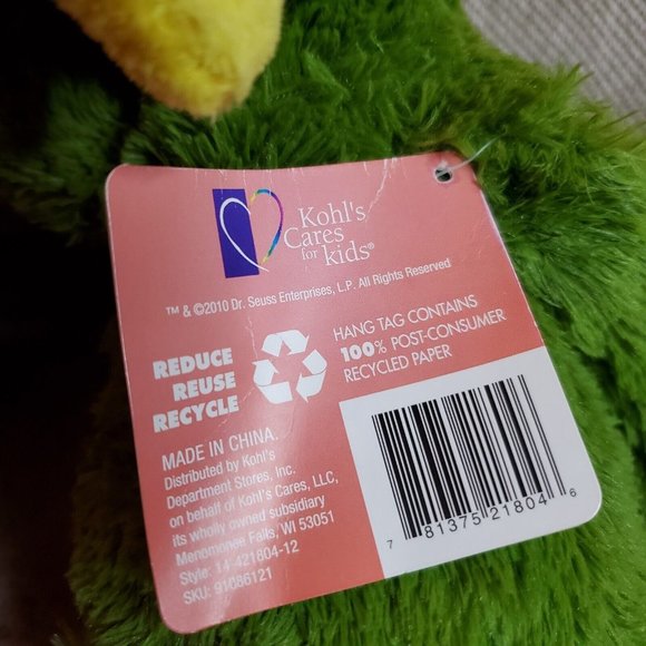 Dr Seuss Oh Say What You Can Say Green Bird Plush Stuffed Animal Toy Kohls Cares - Picture 7 of 7
